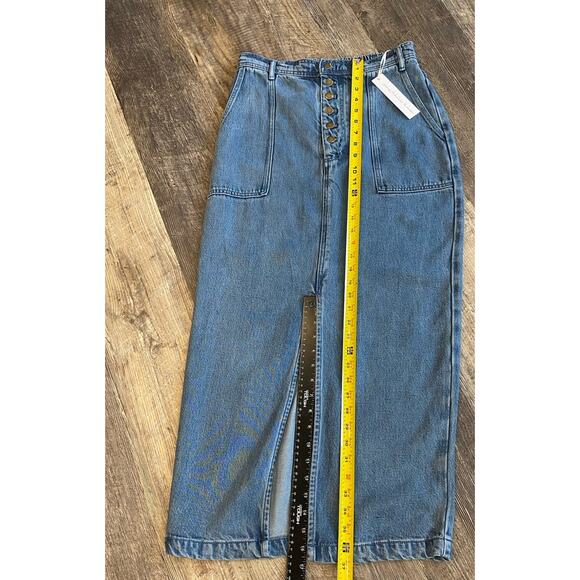 Young Fabulous Broke Denim Skirt Womens S Mzedium NEW NWT Midi Elastic Waist YFB - Picture 9 of 10